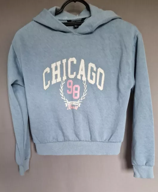 Girls New Look 915 Generation Blue ‘CHICAGO’ Hoodie Sweatshirt Age 10-11Yrs