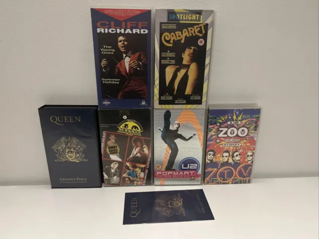 Queen Greatest Flix 2 Cabaret U2 Popmart Zoo VHS Tape Video Bundle Joblot Music