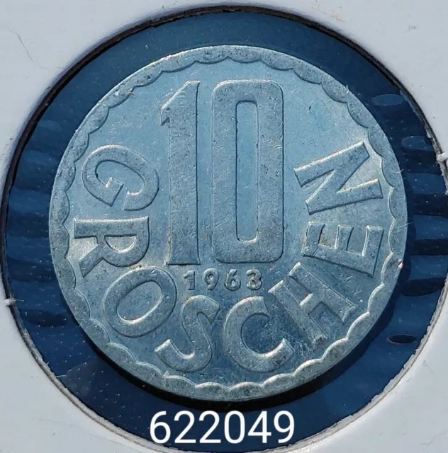 1963 Austria 10 Groschen Coin AU Aluminum Free Shipping #622049