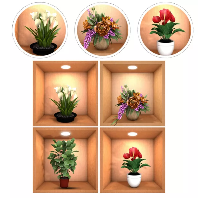 4 Pcs PVC Wandaufkleber Blumenapplikation Cartoon-Aufkleber