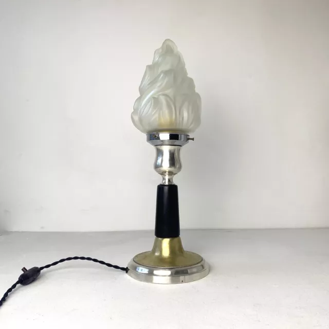 LAMPE À PÉTROLE ancienne bronze Art Nouveau LUMIÈRE SIGLEE R V RARE EUR