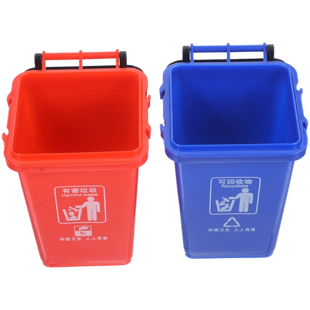 2 PCS Container Mini Curbside Trash Bin Useful Storage Basket