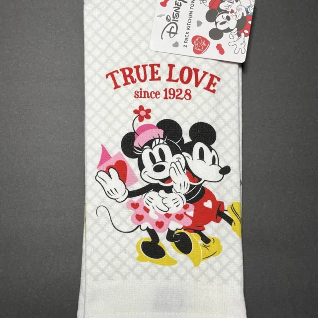 Disney Mickey Minnie Mouse Valentines Day True Love Since 2 Pack Hand Towels NEW