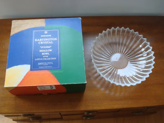 Dartington Crystal Glass Large 12" Shallow Lotus Bowl With Box