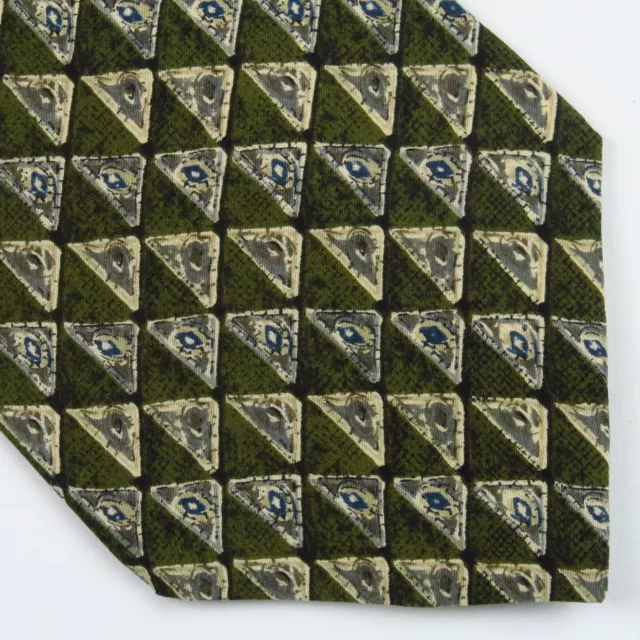 417 by Van Heusen Mens Neck Tie Green Abstract Geometric Pattern 57"x4"