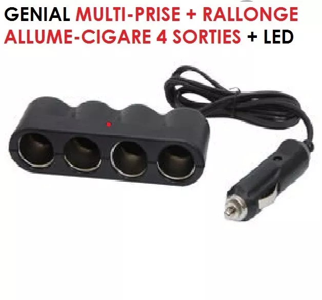 Genial Indispensable En Bateau Multiprise Allume Cigare 4 Sortie + Rallonge +Led