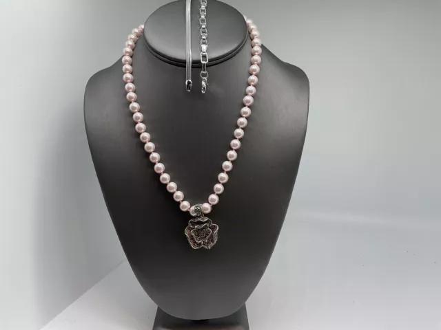 Judith Jack Pink Pearl & 925 S.S. Necklace Along w/ 2 - 925 Bracelets