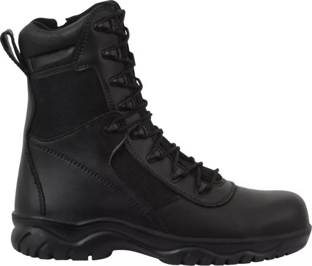 Black Forced Entry Tactical Side Zipper Boots 8 Inch High Combat Zip Boots