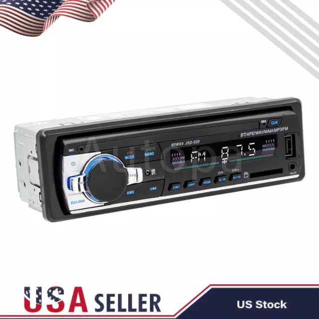 Bluetooth Car Stereo Audio In-Dash FM Aux Input TF USB MP3 Radio Player