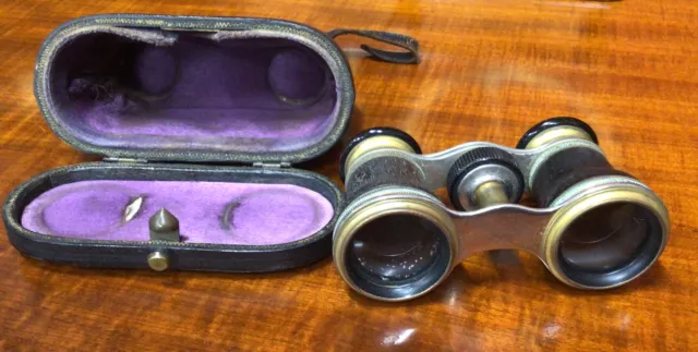 Antique Vintage Collectable La Vie Paris French Opera Glasses In Original Case