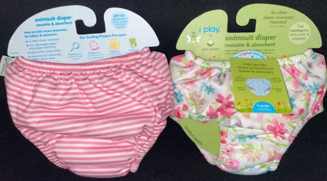 i play BY Green Sprouts 6 Month Swimsuit Diaper lot of 4 flamingo flowers pink 3