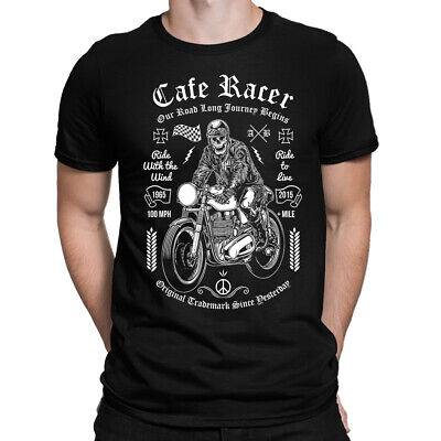 MOTO CAFE RACER Biker T-shirt uomo | DTG Stampato-Teschio Moto