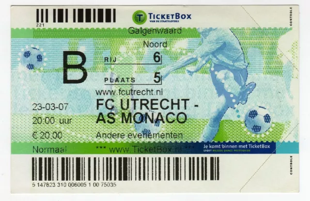 Ticket friendly FC Utrecht - AS Monaco 23.03.2007