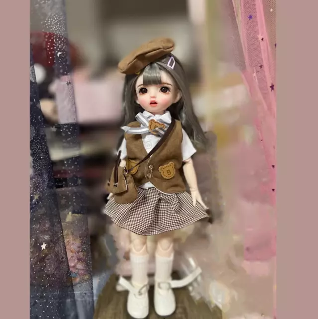 1/6 BJD Doll Fashion Girl Ball Jointed Kids Gift Full Set Eyes Dress Makeup Toys