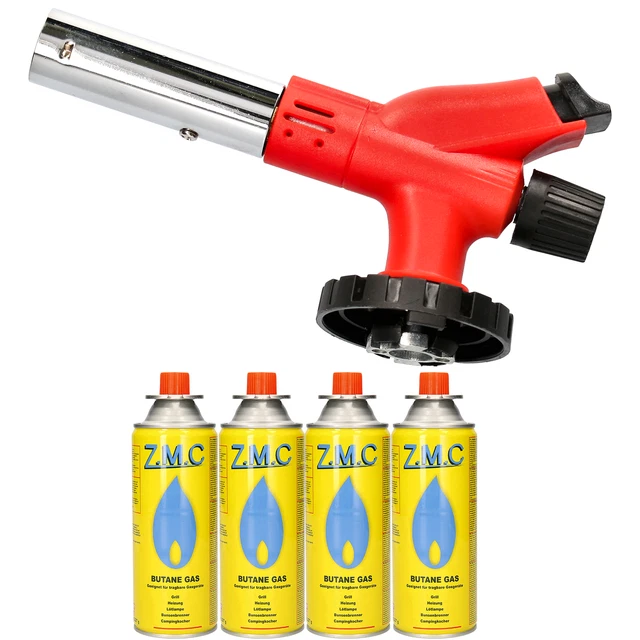 Brûleur à Gaz ZMC Avec 4 Cartouches – Chalumeau Soudage, Allumage Piézo, Neuf