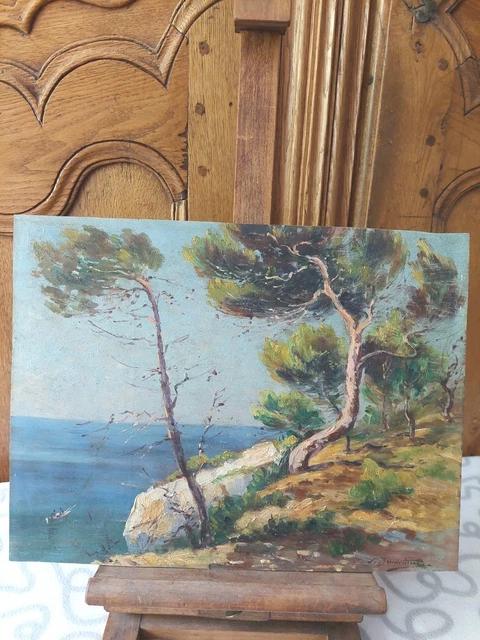 ANCIEN TABLEAU HUILE Sur Panneau Signé J Brunetaut - Bord De ...