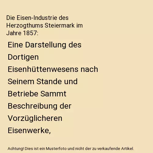 Die Eisen-Industrie des Herzogthums Steiermark im Jahre 1857: Eine Darstellung d