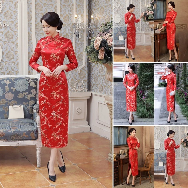 Abito da donna Cheongsam colletto in piedi moda tradizionale Cheongsam