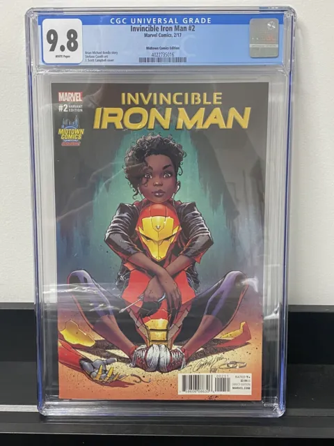 Invincible Iron Man #2 CGC 9.8 (Marvel 2017) J. Scott Campbell VARIANT IRONHEART