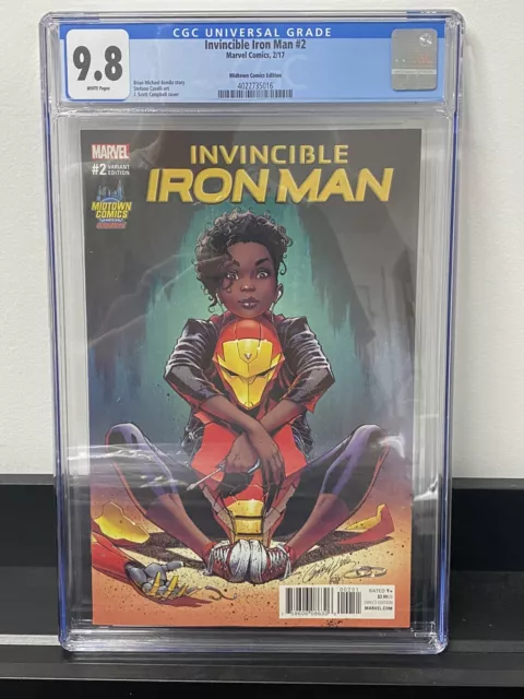 Invincible Iron Man #2 CGC 9.8 (Marvel 2017) J. Scott Campbell VARIANT IRONHEART