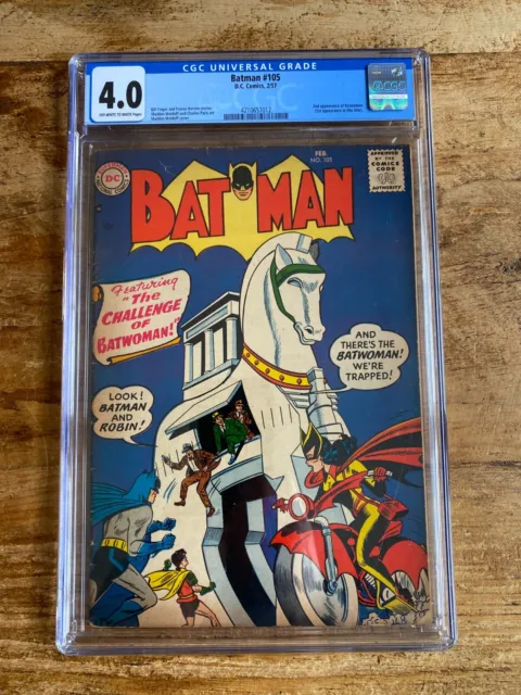 Batman #105 Dc Cgc 4.0 2Nd App Batwoman & 1St App In Batman Title Moldoff 1957
