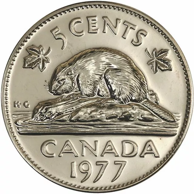 1977 Canada 5 cent Nickel Beaver Coin Queen Elizabeth II Circulated