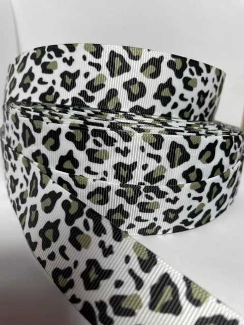 Leopard Print 25mm  Grosgrain Ribbon 3 Meter Length Hairbows Craft Scrapbooking