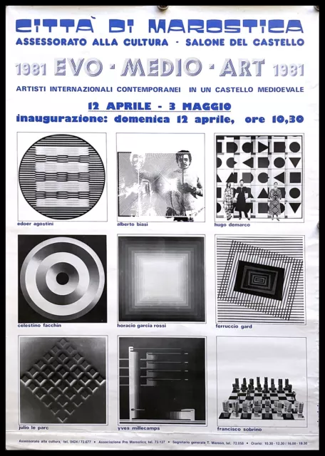 1981 * Manifestino, Poster Arte "EVO - MEDIO - ART - Città di Marostica 1981" It