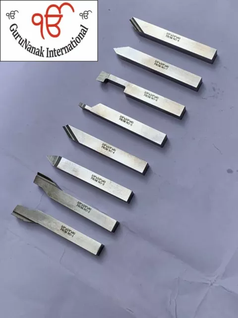 3/8"x 3-1/8"HSS Lathe Pre Formed Tool Form Set Of 8 Pieces Square Shank Bits M2