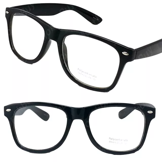 New Mens Women Clear Lens Cat Eye Black Frame Fashion Glasses Nerd Retro Eyewear