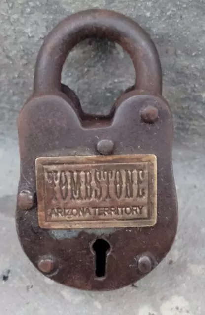 Tombstone Arizona Territorial Working Cast Iron Lock 2Keys Western Decor Padlock