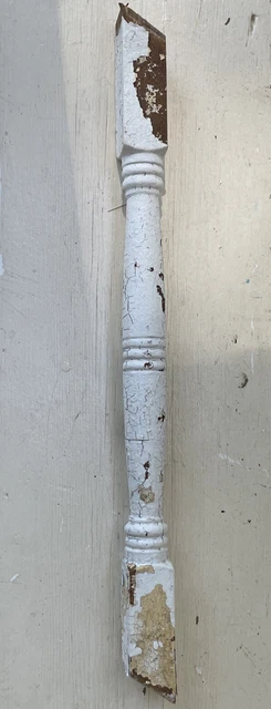 Antique Architectural Salvage Chippy Red Painted Wooden Spindle Baluster