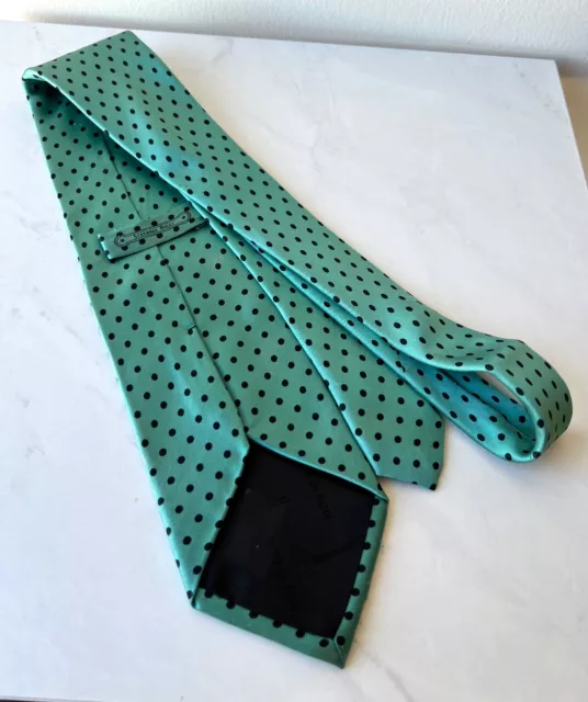 Stefano Ricci Teal Smooth Satin Silk Polka Dot Silk Tie Italy 3.75" x 60"