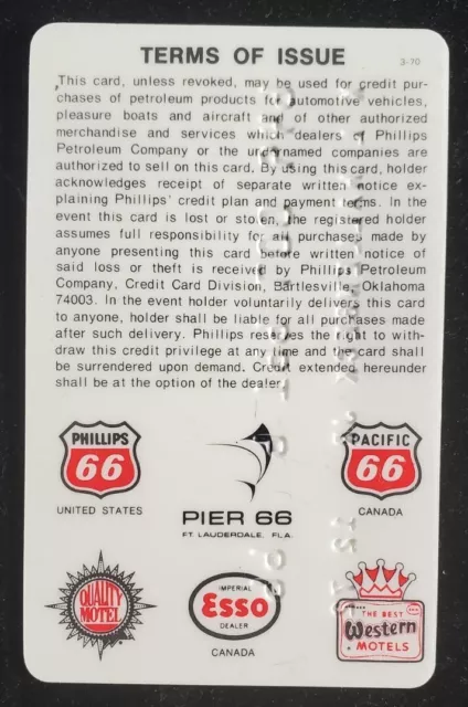 Phillips 66 Petroleum Co. Credit Card exp 1972 our cb1071 2