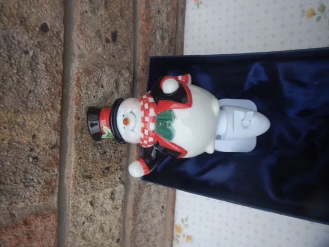 Vintage Old Tupton Ware Handpainted Ceramic Plug In Snowman Night Light 2