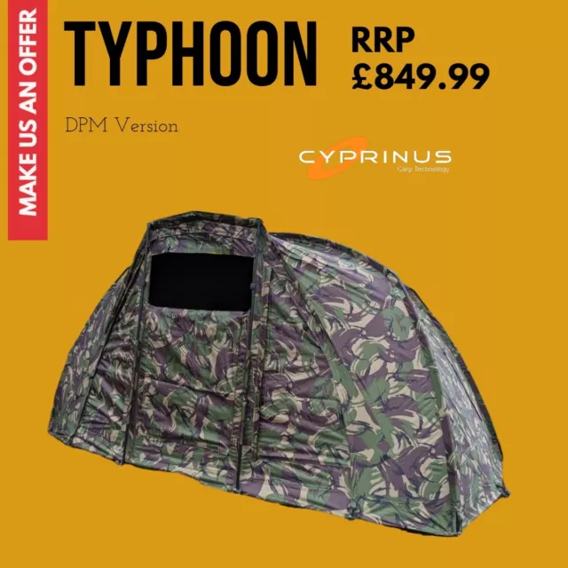 1 Man Carp Fishing bivvy Typhoon by Cyprinus DPM Camo 20,000+ HH RRP £849.99
