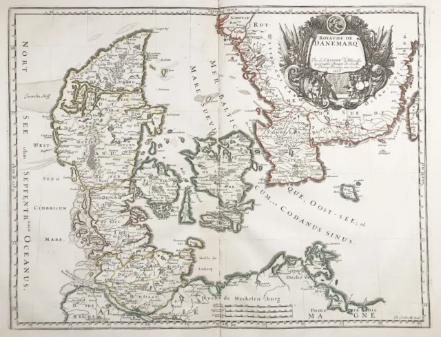 Danmark Danimarca Holstein Schleswig Mappa Sanson 1658