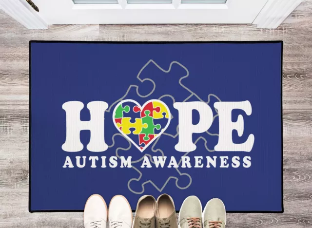 Hope, Autism Awareness Doormat, Tufted Loop, Durgan Backed