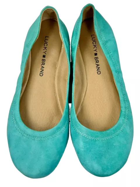 Lucky Brand Turquoise Teal Leather Comfort Ballet Slipper Flats Women Size 7 EUC