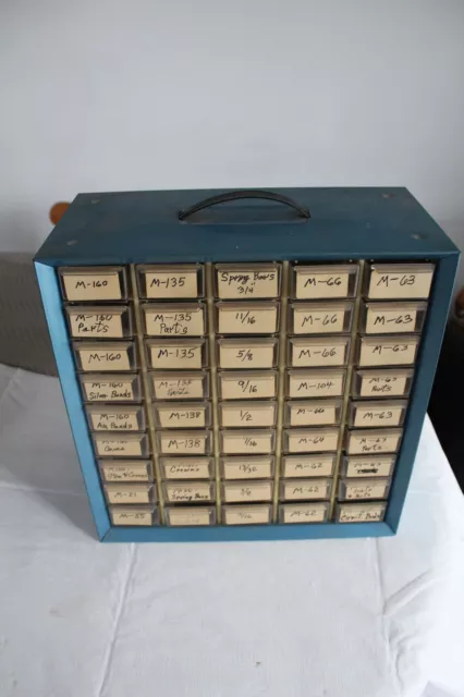 Vintage Akro Mils Metal Blue Parts Storage Cabinet Bin Organizer 45 Drawer