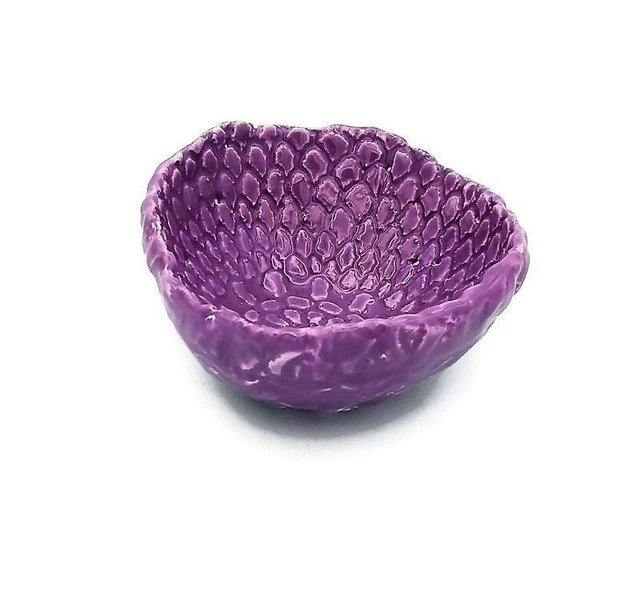 Plato de soporte de anillo púrpura hecho a mano cerámica compromiso...