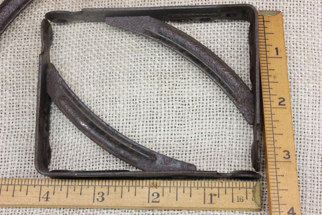 3 old Shelf supports Brackets 3 X 4" black rustic vintage industrial primitive 3