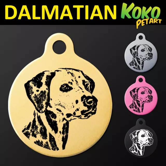 Dalmatian Dalmation Round Pet Dog Puppy ID Tag Personalised Engraved Aluminium