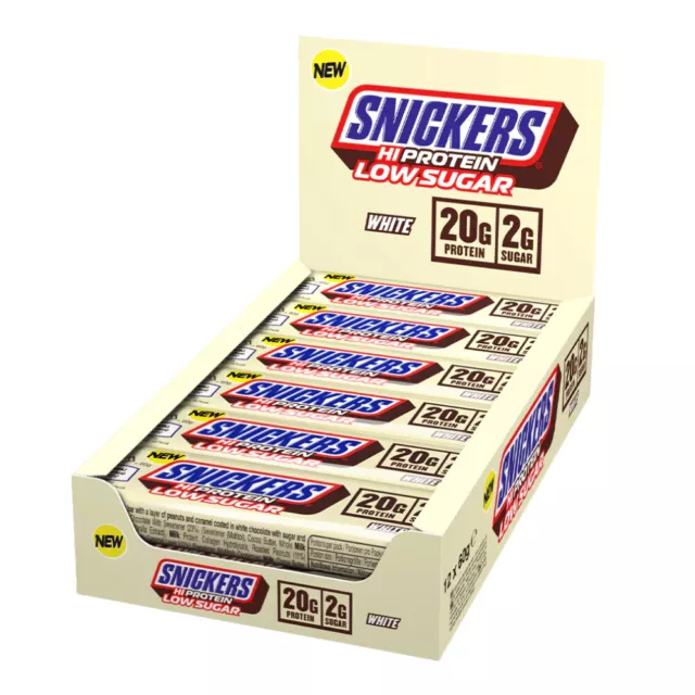 Snickers Hi-Protein White Choc 20g Snack Bar | Low Sugar Post Workout - 57g each