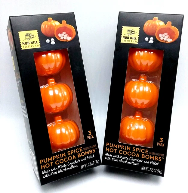 2 PK NOB Hill Pumpkin Spice Hot Cocoa Bombs w/Mini Marshmallows 3 ct BB