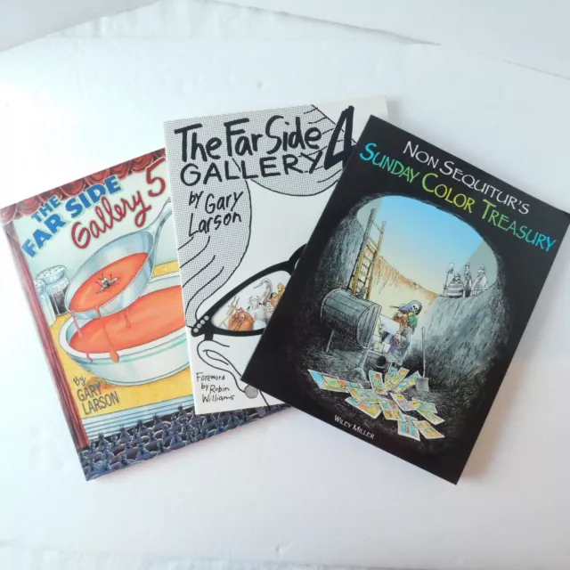 Non Sequiturs, Far Side Gallery Lot of 3 Comic Strip Books Sunday Treasury PB