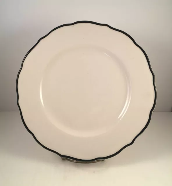 Vintage Syracuse China Black Platinum Scallop Edge Restaurant Ware Dinner Plate