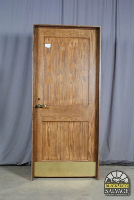 Door in Jamb, 37.5" x 85.25" Oak 2 Panel Door, Reclaimed from JMU