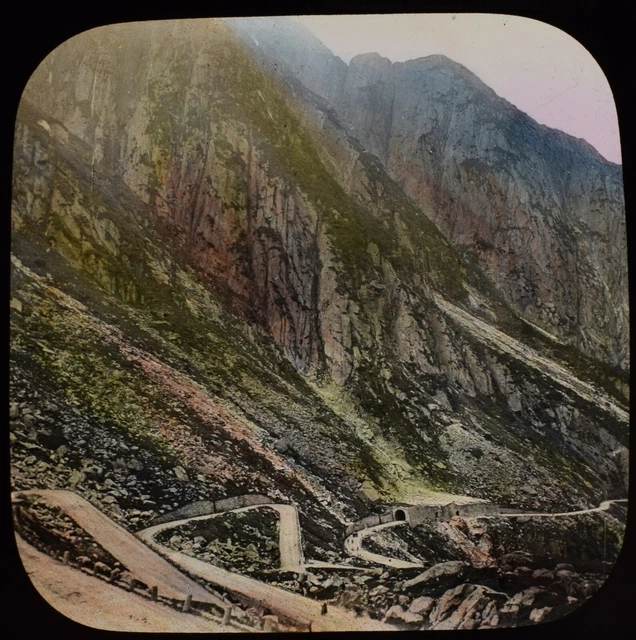 ANTIQUE Magic Lantern Slide THE SCHOLLINEN GORGE C1890 PHOTO SWITZERLAND