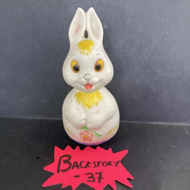 ancien culbuto Musicale jouet enfant lapin france deco Vintage